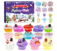 Slime Kit Advent Calendar 2025 for Kids, DIY Christmas 24 Days Countdown Surprise Kit, Party Favors Birthday Gifts for Boys Girls, Fluffy Butter Xmas with Cute Charms Stress Relief Toy for Kids