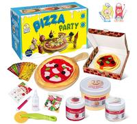 Slime Making Kit Make Your Own Pizza Party, Mess Free, Non-Sticky Slime Kit and Air Dry Modelling Clay Set for Kids, Arts and Crafts Gifts for Boys & Girls, Ages 4-8 9 10 11 12 - Meli&Melo