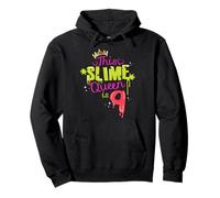 Slime Queen Is 9 Birthday Party Fun Slime Lover Kids 9th Pullover Hoodie