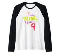 Slime Queen is 9 Birthday Party Fun Slime Lover Kids 9th Raglan Baseball Tee