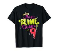 Slime Queen is 9 Birthday Party Fun Slime Lover Kids 9th T-Shirt