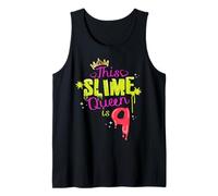 Slime Queen is 9 Birthday Party Fun Slime Lover Kids 9th Tank Top
