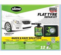 Slime 50138-51 Flat Tyre Puncture Repair, Smart Repair Plus, Emergency Kit for Car Tyres, Includes Sealant and Tyre Inflator Pump, Suitable for Cars and Other Highway Vehicles, 12 Min Fix