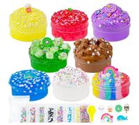 Slime Variety Pack Different Textures, 8 x 100ml Slimes Kit Includes Rainbow Cloud, Butter, Clear, Glow in The Dark Slime, Slimes Party Favors for Kids, Birthday Easter Halloween Boys & Girls Gift