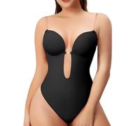 Slimers Backless Plunge Shapewear for Women: Low Back Thong Shaper to Daily, Black, Small