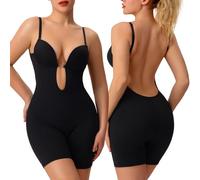 Slimers Backless Shapewear Strapless Bodysuit - Low Back Women Body Shaper : Slimming Built In Bra With Plunge, Black, Medium