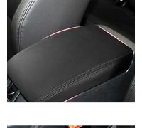 SLIMES For VW For Golf 6 MK6 2010-2013 Suede Leather Car Armrest Box Protector Cover Central Control Interior Accessories(Black Black thread1)
