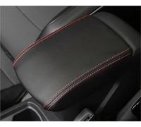 SLIMES Microfiber Leather Car Interior Center Console Lid Armrest Pad Cover Trim Accessories For T-roc 2019-2024(Black-R-Thread)