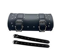 SLIMES Motorcycle Tool Bag PU Leather Front Fork Handlebar Saddlebag Roll Tail Storage for Harley XL(Black)