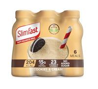 SlimFast • Cookies & Cream Meal Replacement Shake • 204 Cals • 15g Protein • 23 Vitamins + Minerals • No Added Sugar • Ready to Drink • 4.9g of Fibre • Cookies & Cream Dessert Flavour • 6 x 325 ml