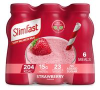 SlimFast Drink Shake Replacement Weight Loss Diet High Protein Vitamins Minerals No Added Sugar Strawberry Flavour 6 x 325 ml Packaging May Vary