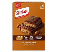 SlimFast Salted Caramel Meal Bar, 16 g Protein, 202 Calories, 27 Vitamins & Minerals, Have as a Meal Replacement for Weight Management or as a High-Protein Snack for Work, Gym & Travel, 4x60 g