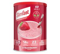 SlimFast Meal Replacement Shake for Weight Loss & Balanced Diet, Vitamins and Minerals, Low Calorie, High Protein, Strawberry Flavour, 50 servings, 1