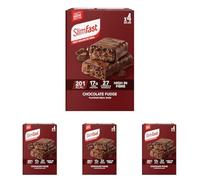 SlimFast Meal Replacement Snack Bar • Chocolate Fudge Flavour • 211 Cals • 15g Protein • 23 Vitamins and Minerals • Tasty and Perfect On The Go • 4 x 60g Bars (Pack of 4)