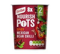 SlimFast Nourish Pot Spicy Mexican Bean Chilli, Ready Meal, Low in Sugar and Fat, Healthy Vegan Lunch, Source of Protein, Instant Noodles Alternative, Multipack, 8 x 60 g