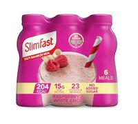 SlimFast Ready To Drink Shake, Meal Replacement Shakes for Weight Loss and Balanced Diet, High Protein, Vitamins and Minerals, No Added Sugar, Raspberry and White Chocolate Flavour, 6 x 325 ml