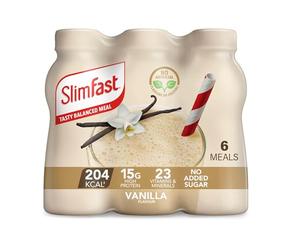SlimFast Ready To Drink Shake, Tasty, Balanced Shake with Vitamins and Minerals, No Sugar, Vanilla Flavour, 6 x 325 ml Multipack