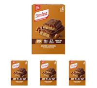 SlimFast Salted Caramel Meal Bar, 16 g Protein, 202 Calories, 27 Vitamins & Minerals, Have as a Meal Replacement for Weight Management or as a High-Protein Snack for Work, Gym & Travel, 4x60 g