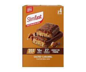 SlimFast Snack Bar • Salted Caramel Flavour • 4 x 60g Bars | Salted Caramel Flavour Snack Bars • High Protein Snack • Low Calorie Treat • Portion Controlled • Weight Control
