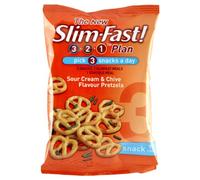 SlimFast Sour Cream and Chive Pretzels Snack Bag 23 g - Pack of 12