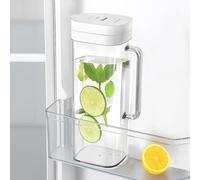 SlimFit 2 Quart (2 Liter) pitcher with lid - Water jug for fridge door - Leakproof 64oz plastic pitcher with lid - Drink Container for Juice, Iced Tea, Coffee, BPA-Free Plastic, White