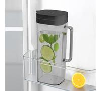 SlimFit 2 Quart (2 Liter) pitcher with lid - Water jug for fridge door - Leakproof 64oz plastic pitcher with lid - Drink Container for Juice, Iced Tea, Coffee, BPA-Free Plastic, Black