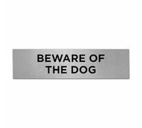 Slimline Aluminium “Beware of the Dog” Sign by ViroDisplay® - 200 x 50mm - Outdoor Suitable - Durable Printed Surface - Brushed Silver with Self-Adhesive Fixing (1)