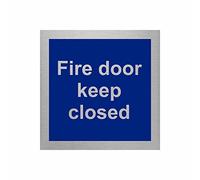 Slimline Aluminium Fire Door Keep Closed Sign (10 Pack) from ViroDisplay® - 100 x 100mm - Durable Printed Surface - Self-Adhesive Fixing
