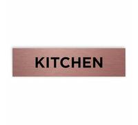 Slimline Aluminium Kitchen Door Sign from ViroDisplay® - Rigid Brushed Copper 200 x 50mm - Durable Printed Surface - Self-Adhesive Fixing