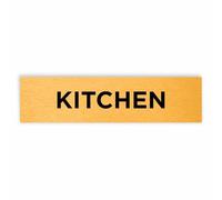 Slimline Aluminium Kitchen Door Sign from ViroDisplay® - Rigid Brushed Gold 200 x 50mm - Durable Printed Surface - Self-Adhesive Fixing