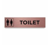 Slimline Aluminium Ladies Gentlemen Symbol Toilet Sign from ViroDisplay® - 200 x 50mm - Brushed Copper - Durable Printed Surface - Self-Adhesive Fixing
