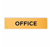 Slimline Aluminium Office Door Sign from ViroDisplay® - Rigid Brushed Gold 200 x 50mm - Durable Printed Surface - Self-Adhesive Fixing