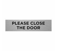 Slimline Aluminium Please Close The Door Sign from ViroDisplay® - Brushed Silver 200 x 50mm - Durable Printed Surface - Self-Adhesive Fixing (1)