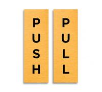 Slimline Aluminium Push/Pull Signs Twin Pack from ViroDisplay® - Brushed Gold 50 x 150mm - Durable Printed Surface - Self-Adhesive Fixing