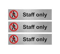 Slimline Aluminium Staff Only Symbol Sign - 200 x 50mm Durable 0.5mm Rigid Aluminium with Clear Icon, Self-Adhesive for Easy Mounting, Professional Interior Signage for Offices & Workplaces (3)