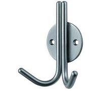 Slimline Double Coat Hook On Round Rose 35mm Projection Satin Stainless Steel