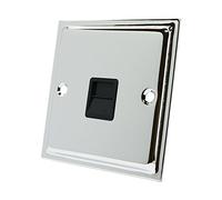 Slimline Polished Chrome Telephone Slave Socket Black Insert - BT Phone Extension Secondary Socket