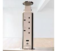 Slimline Pop-Up UK Desk Mains Unit Socket Fused Power Strip Tower Office USB-A/C