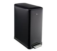 Cooks Professional Slimline Dual Recycle Pedal Bin 50L | 20 + 30L Removable Compartments & Soft Close Lid | Double Section Stainless Steel Kitchen or Office Dustbin for Recycling or Waste | Black