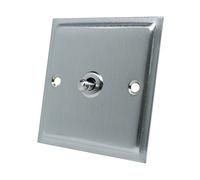 Slimline Satin Chrome 1 Gang Toggle Switch - 10 Amp Single 1-Gang 2 Way Dolly Light Switch