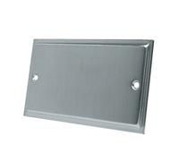 Slimline Satin Chrome Double Blank Plate - Electrical Blanking Plate 2-Gang