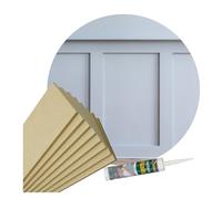Slimline Shaker Style Wall Complete Panelling Kit Pk 8 1000 x 100 x 9mm Vertical MDF + 8 x 500 x 100 x 6mm Horizontal MDF Panels, Feature Wall Stripwood Pack & Adhesive Included