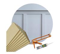 Slimline Shaker Style Wall Ultimate Panelling Kit Pk 10 1000 x 100 x 9mm Vertical MDF + 10 x 500 x 100 x 9mm Horizontal MDF Panels, Feature Wall Stripwood Pack & Adhesive Included + Sealant-Gun