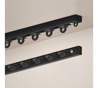 Slimline Ultra-Thin Curtain Track for Ceiling or Wall Mount, Heavy Duty Aluminium Alloy Drapery Rail, Silent Glider Tracks for Inward Opening Windows, Room Divider(Black,105cm/3.44ft)