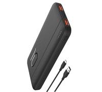 Slimmest Power Bank 10000mAh, Portable Charger with 2 USB 2.4A Outputs, USB C External Battery Pack Compatible with Huawei iPhone14 13 12 iPad Samsung Galaxy Android Tablet (Black)