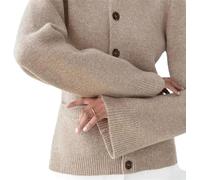Slimming Button Cardigan Sweater Ultra-Soft Solid Knit Bell Sleeves Open-Front Versatile Round Neck (Color : Khaki, Size : M)
