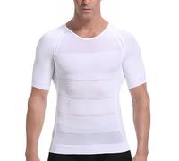 Slimming Compression Shirt for Men, Elastic Short Sleeve Men's Body Shaper Top, Seamless Plain Workout Undershirts Muscle Vest, Casual Compression Base Layers for Men Tummy Control Abdomen Undershirt