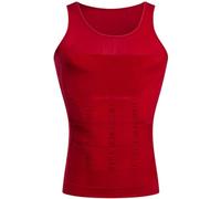 Slimming Compression Vest for Men - Sleeveless Body Shaper Undershirt. Tight Muscle Support. Invisible Skin Under Tops/T-Shirts. Gym Wear. 5 Colours. Non-Standard Size. See Size Guide. Red
