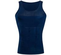 Slimming Compression Vest for Men - Sleeveless Body Shaper Undershirt. Tight Muscle Support. Invisible Skin Under Tops/T-Shirts. Gym Wear. 5 Colours. Non-Standard Size. See Size Guide. Blue