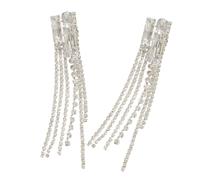 Slimming Long Earrings Fringe Sparkling Crystals Comfortable Dangle for Round Faces Perfect Parties Weddings Rhinestones